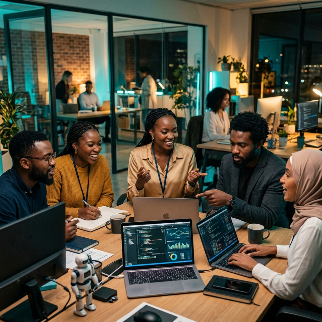 Tech professionals collaborating